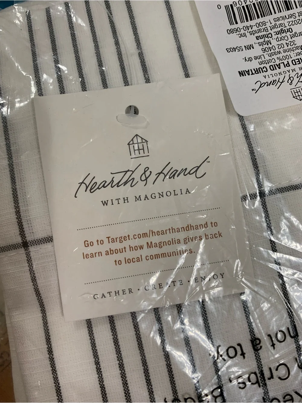 Hearth & Hand Magnolia Sour Cream / Gray Plaid, 6 Curtain Panels - LOT 1 of 2